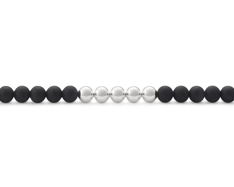 bracelet beads noir soft avec 5 billes en argent le 25g